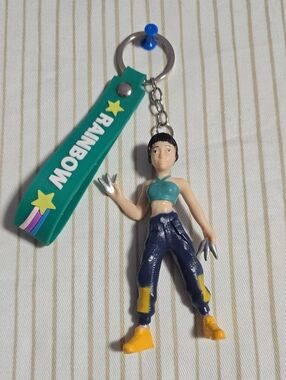 K-pop Green 'RAINBOW' Strap Keychain with Female Figurine